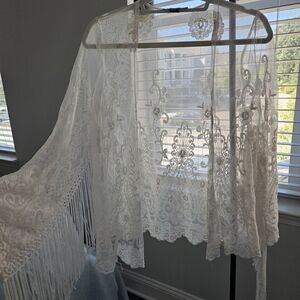 Sheer Ivory Lace Kimono Cover-Up